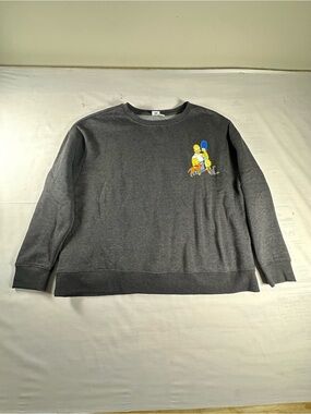 Simpsons Charcoal Gray Crewneck Sweatshirt with Small Graphic